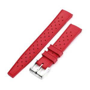 Quick Release Red Tropical-Style Pro FKM rubber watch strap, 20mm - 30mm