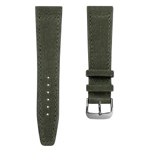 Handmade Two-Piece Canvas Watch Strap - Combat Green - 18mm