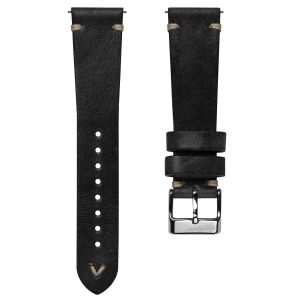 Simple Handmade Italian Leather Watch Strap - Black - 21mm
