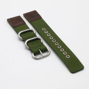 Cordura® Olive Green Oiled Leather Watch Strap - 18mm