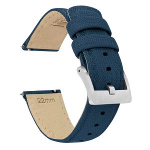 Navy Blue Sailcloth Quick Release Watch Band - 18mm