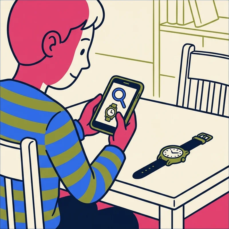 A person searching their watch on a phone