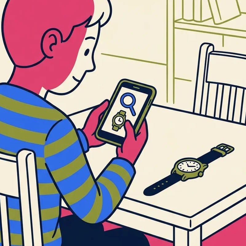 A person searching their watch on a phone
